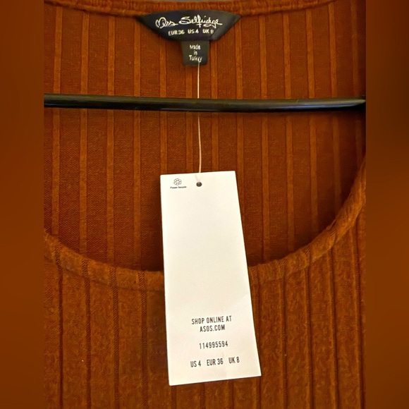 NWT- ASOS Ribbed Sweater Dress | Size 4 | Chocolate - Picture 3 of 3